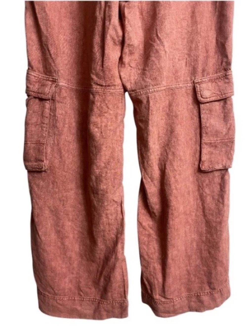 PILCRO BY ANTHROPOLOGIE Linen Blend Beach Cargo Trouser Pants Size 29 Dark Rose - Picture 9 of 12